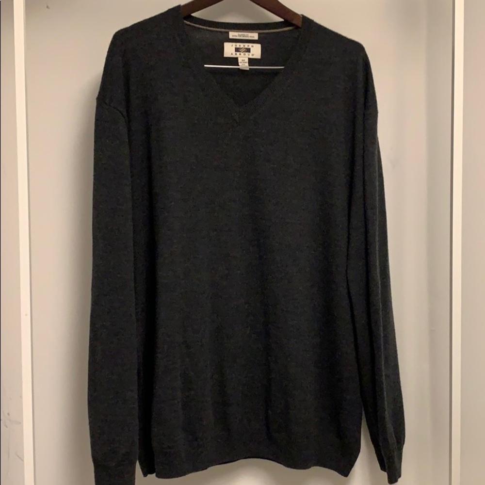 JOSEPH ABBOUD “v” grey wool men’s sweater 3X